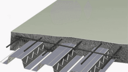 Монолитно-ребристое ж/б перекрытие, в несъемной опалубке из профлиста