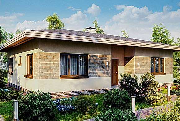 Проект одноэтажного дома S 105 a-1. Строительство одноэтажных домов. Проекты одноэтажных домов.