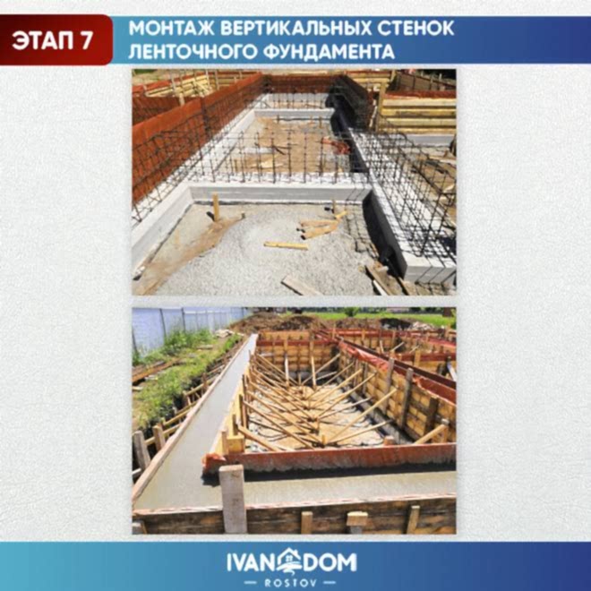 Монтаж ленточного фундамента в Ростове-на-Дону